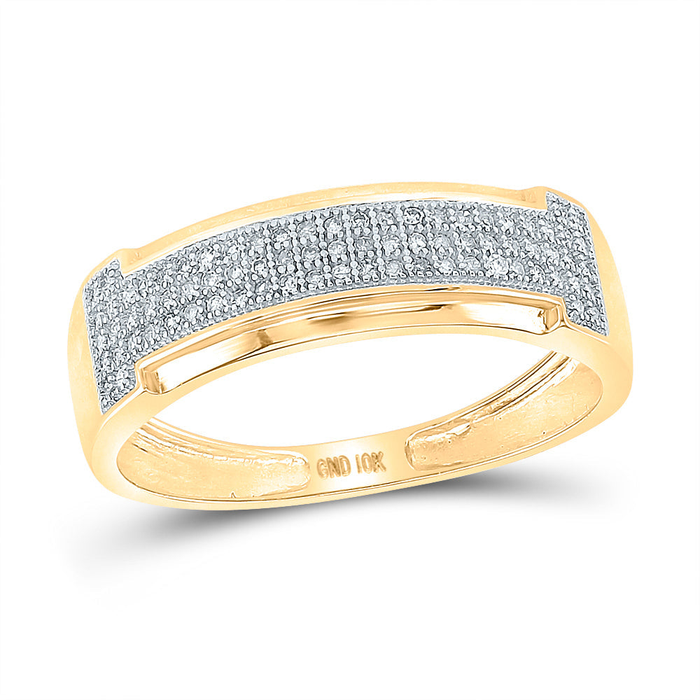 10kt Yellow Gold His & Hers Round Diamond Heart Cluster Matching Bridal Wedding Ring Band Set 1/2 Cttw 7 Daisy Joyeria