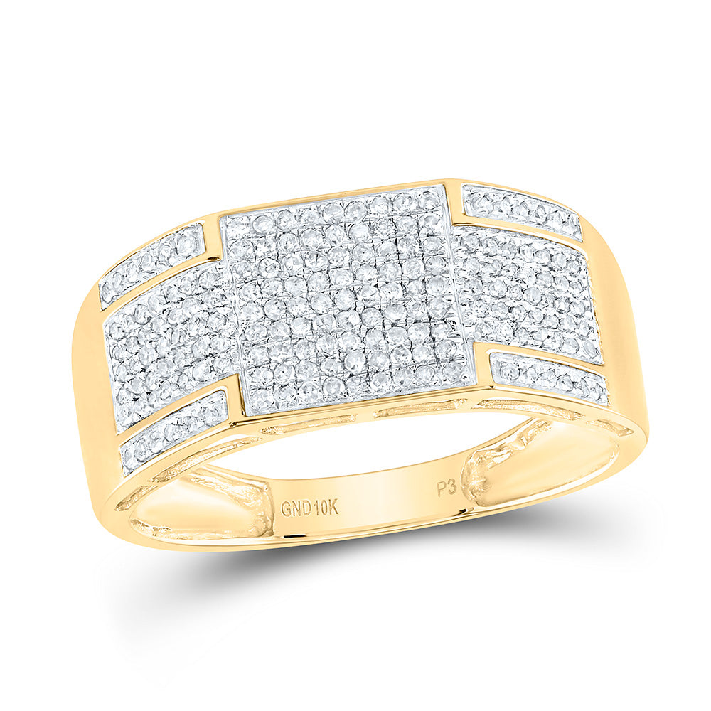 10kt Yellow Gold Mens Round Diamond Band Ring 3/8 Cttw 10 Daisy Joyeria