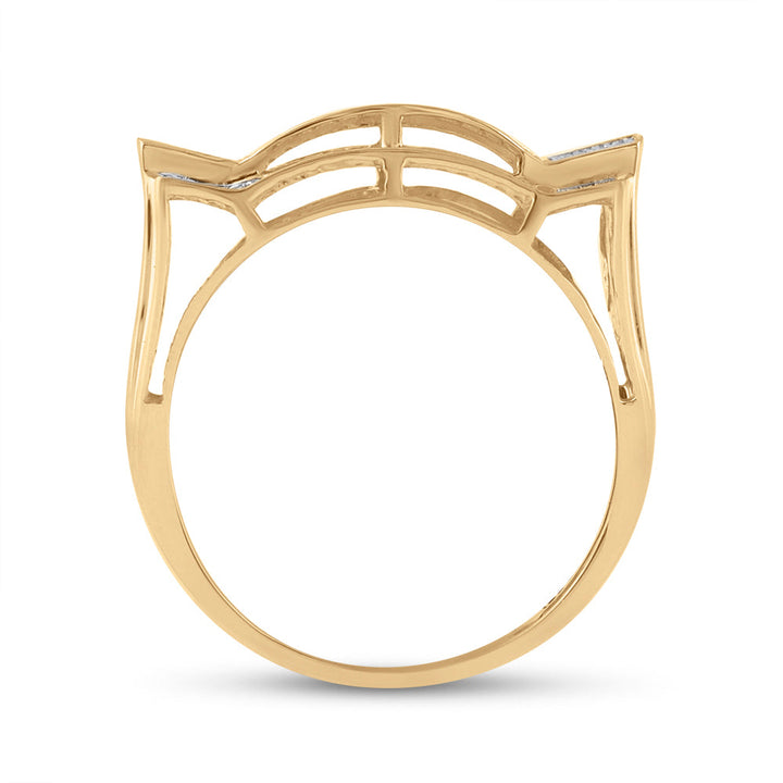 10kt Yellow Gold Mens Round Diamond Contoured Rectangle Cluster Ring 1/2 Cttw 10 Daisy Joyeria