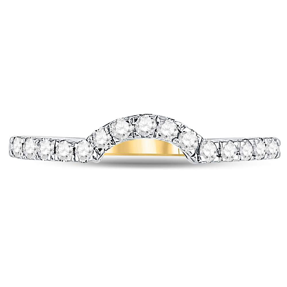 14kt Yellow Gold Womens Round Diamond Curved Wedding Enhancer Band Ring 1/4 Cttw 7 Daisy Joyeria