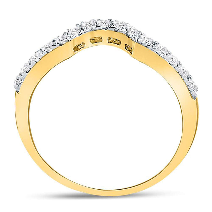14kt Yellow Gold Womens Round Diamond Curved Wedding Enhancer Band Ring 1/4 Cttw 7 Daisy Joyeria