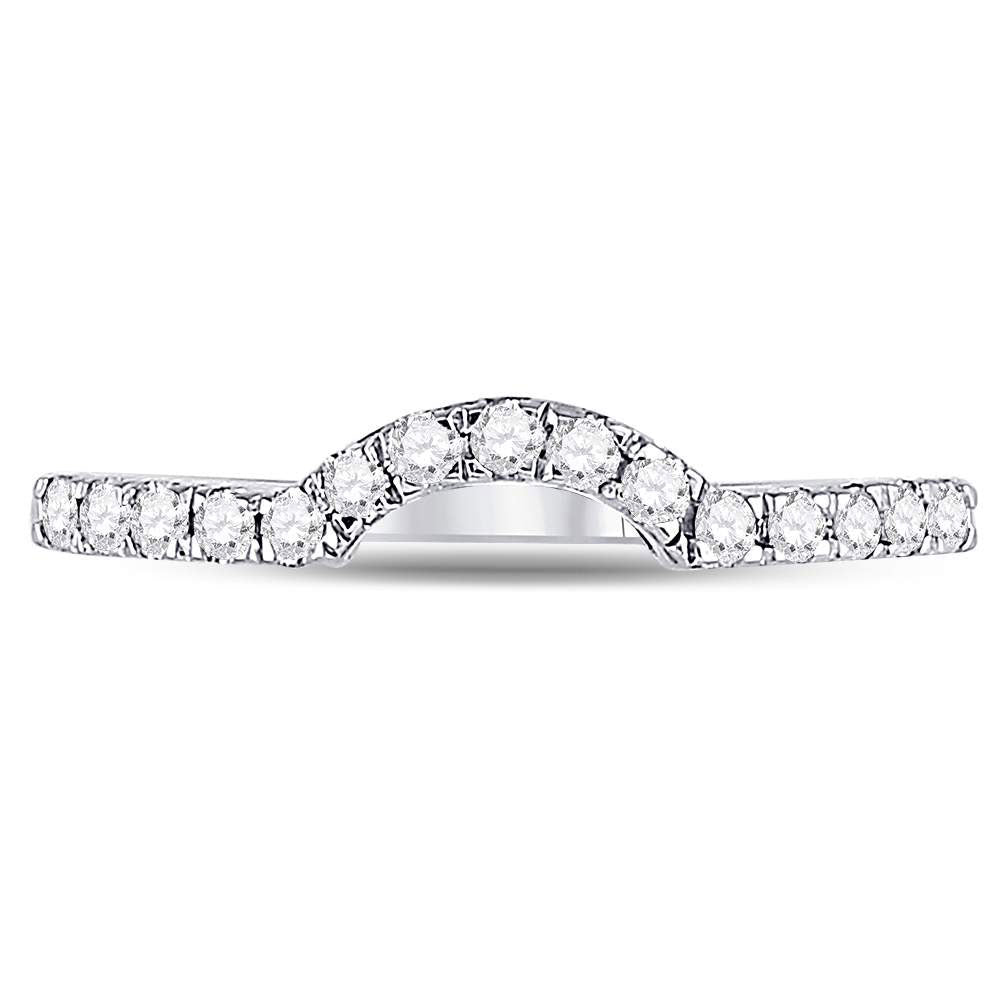 14kt White Gold Womens Round Diamond Curved Wedding Band Ring 1/4 Cttw 7 Daisy Joyeria