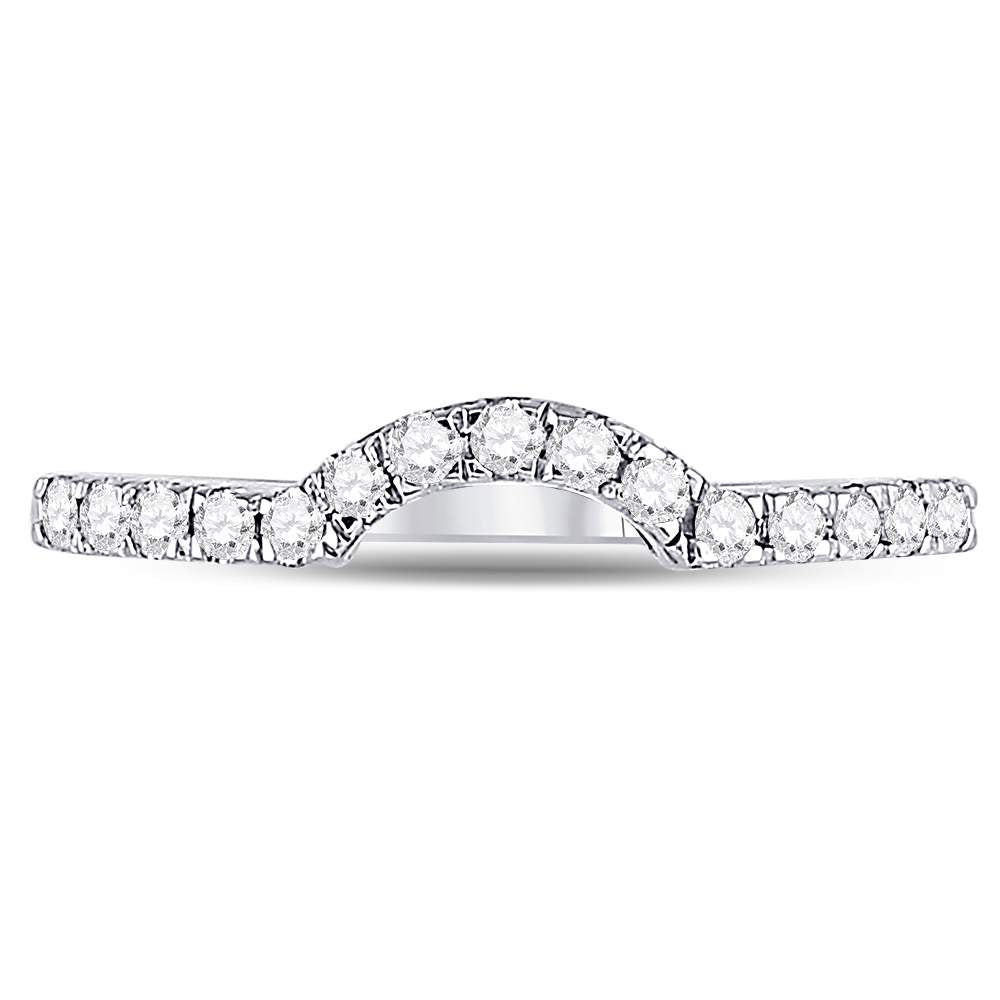 14kt White Gold Womens Round Diamond Curved Wedding Band Ring 1/4 Cttw 7 Daisy Joyeria