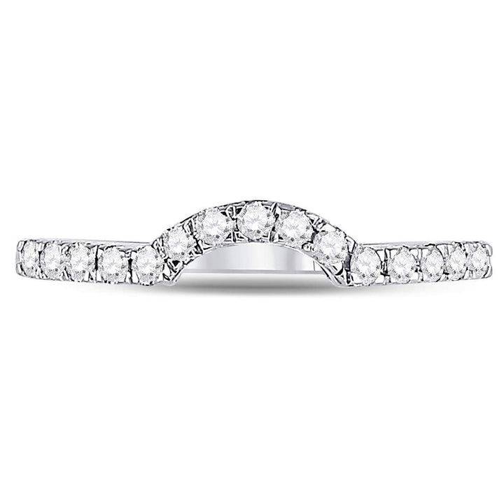 14kt White Gold Womens Round Diamond Curved Wedding Band Ring 1/4 Cttw 7 Daisy Joyeria