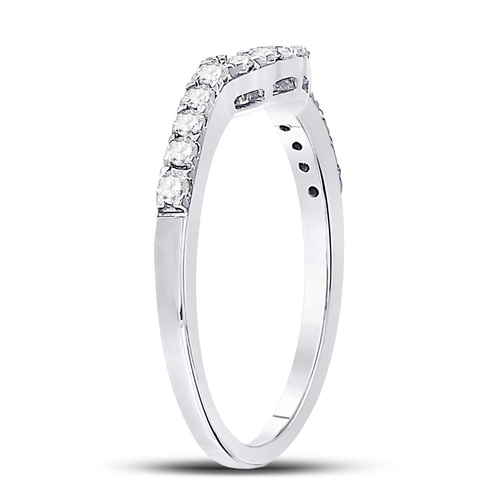 14kt White Gold Womens Round Diamond Curved Wedding Band Ring 1/4 Cttw 7 Daisy Joyeria