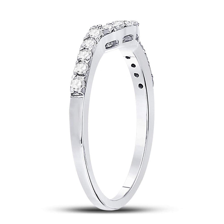 14kt White Gold Womens Round Diamond Curved Wedding Band Ring 1/4 Cttw 7 Daisy Joyeria