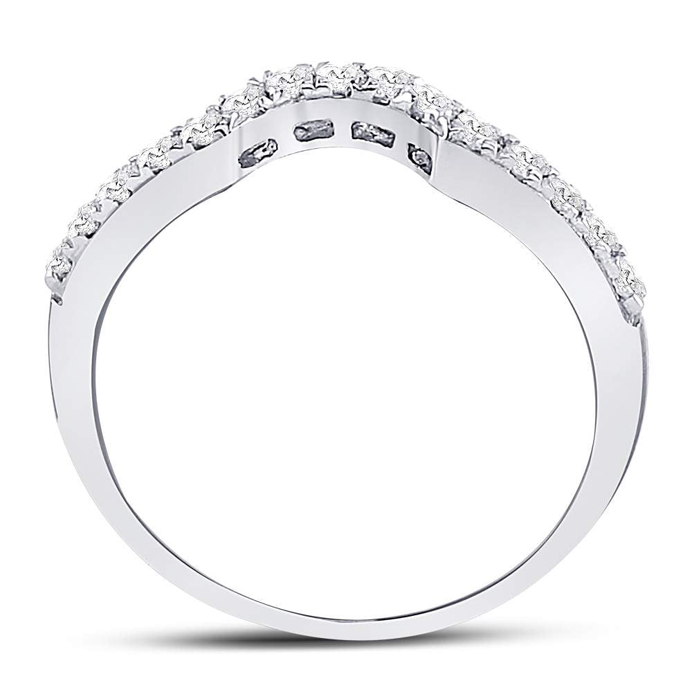 14kt White Gold Womens Round Diamond Curved Wedding Band Ring 1/4 Cttw 7 Daisy Joyeria