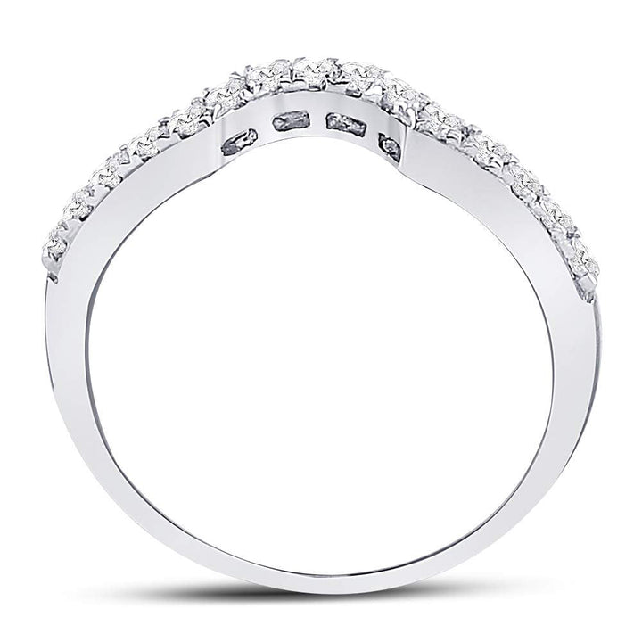 14kt White Gold Womens Round Diamond Curved Wedding Band Ring 1/4 Cttw 7 Daisy Joyeria