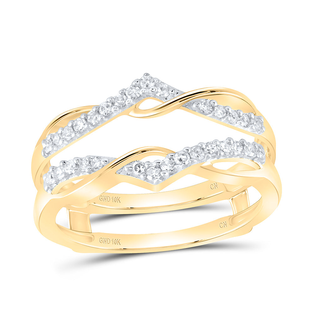 10kt Yellow Gold Womens Round Diamond Wrap Ring Guard Enhancer Wedding Band 1/4 Cttw 7 Daisy Joyeria