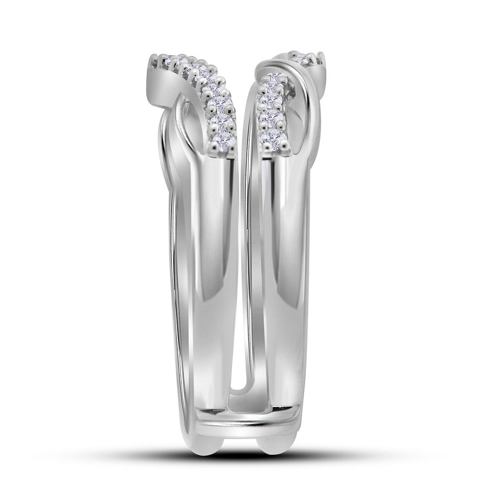 10kt White Gold Womens Round Diamond Wrap Ring Guard Enhancer Wedding Band 1/4 Cttw 7 Daisy Joyeria