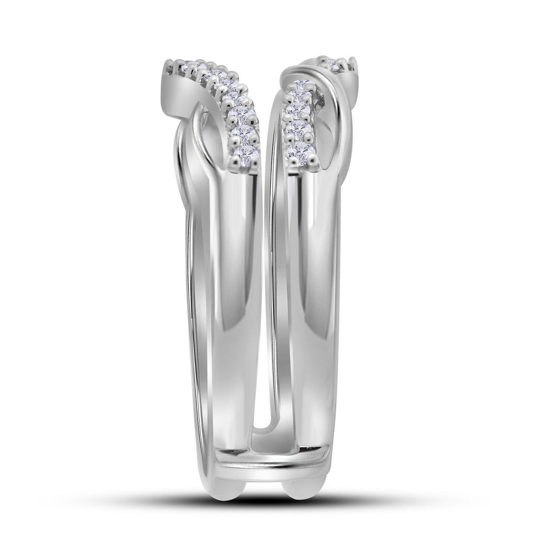 10kt White Gold Womens Round Diamond Wrap Ring Guard Enhancer Wedding Band 1/4 Cttw 7 Daisy Joyeria