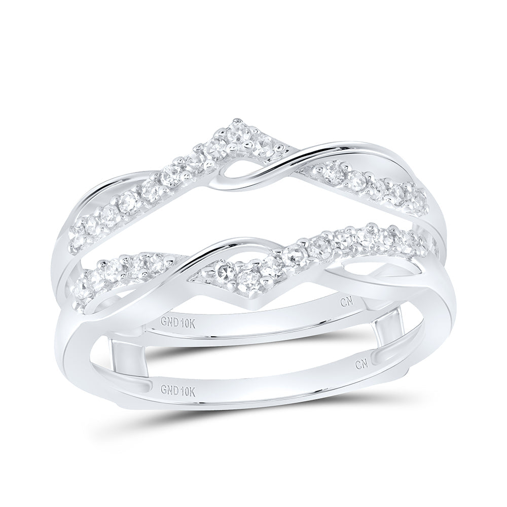 10kt White Gold Womens Round Diamond Wrap Ring Guard Enhancer Wedding Band 1/4 Cttw 7 Daisy Joyeria