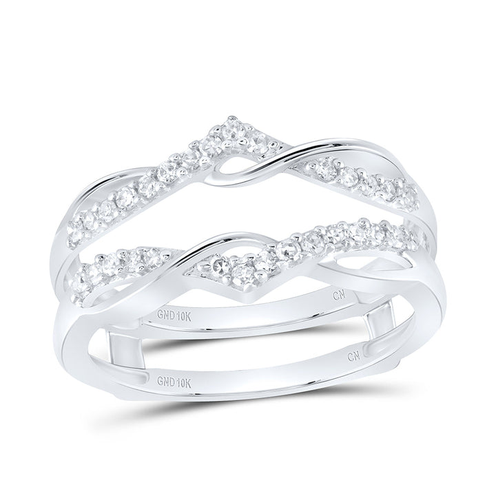 10kt White Gold Womens Round Diamond Wrap Ring Guard Enhancer Wedding Band 1/4 Cttw 7 Daisy Joyeria