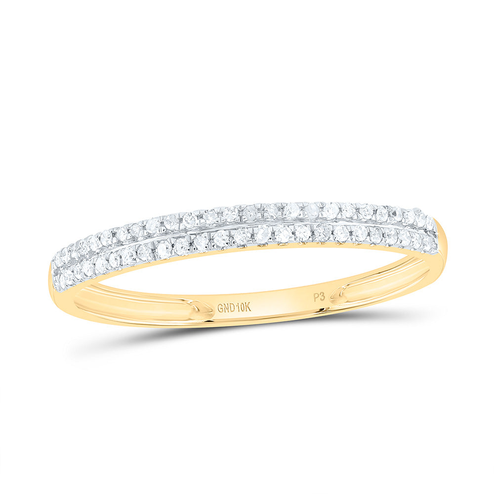 10kt Yellow Gold Womens Round Diamond Slender Double Row Band 1/6 Cttw 7 Daisy Joyeria
