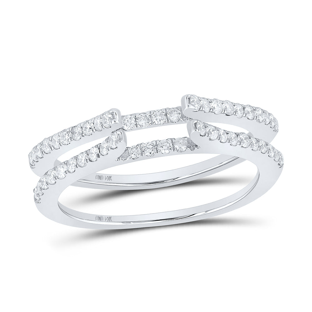 14kt White Gold Womens Round Diamond Ring Guard Wrap Solitaire Enhancer 1/2 Cttw 7 Daisy Joyeria