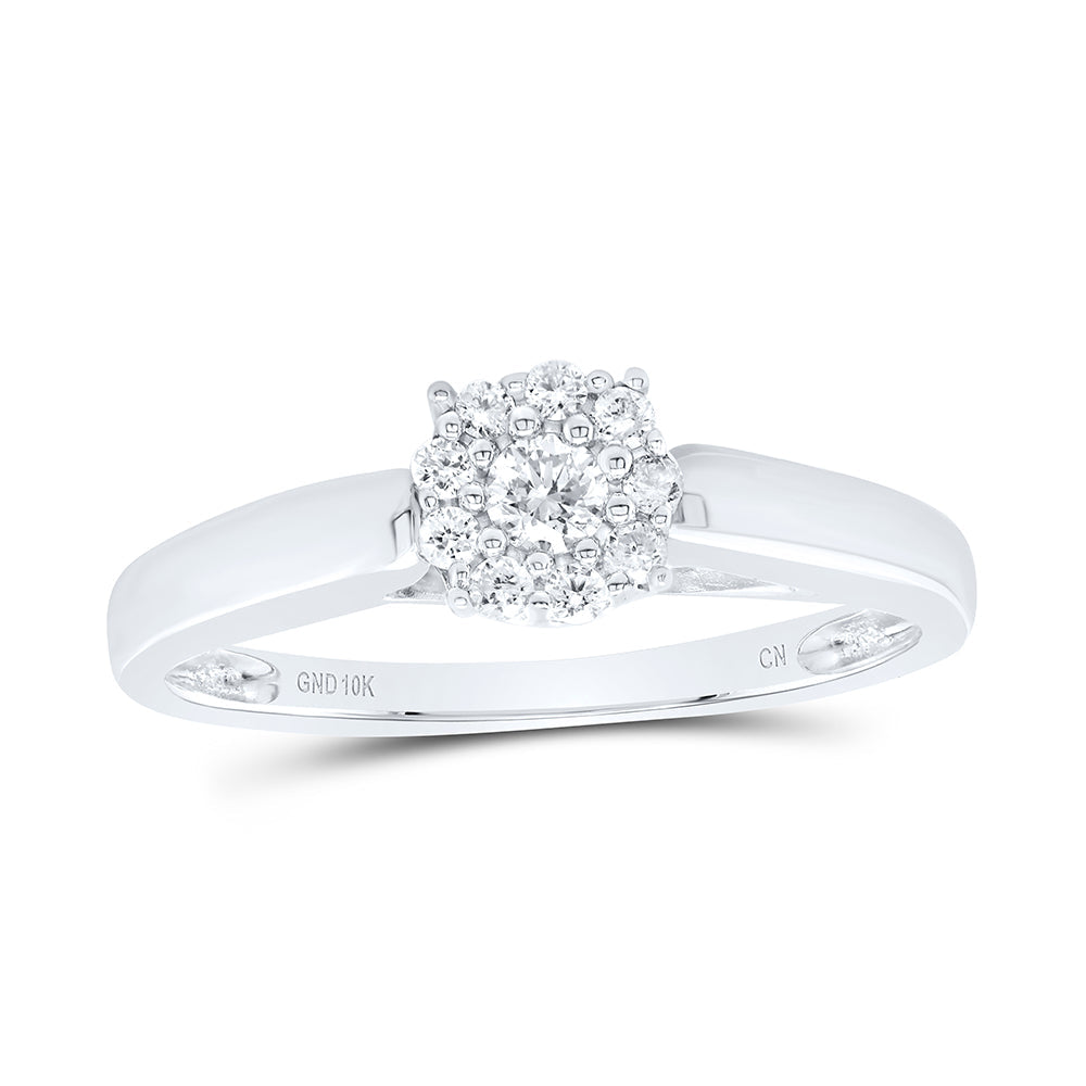 10kt White Gold Womens Round Diamond Solitaire Bridal Wedding Engagement Ring 1/5 Cttw 7 Daisy Joyeria