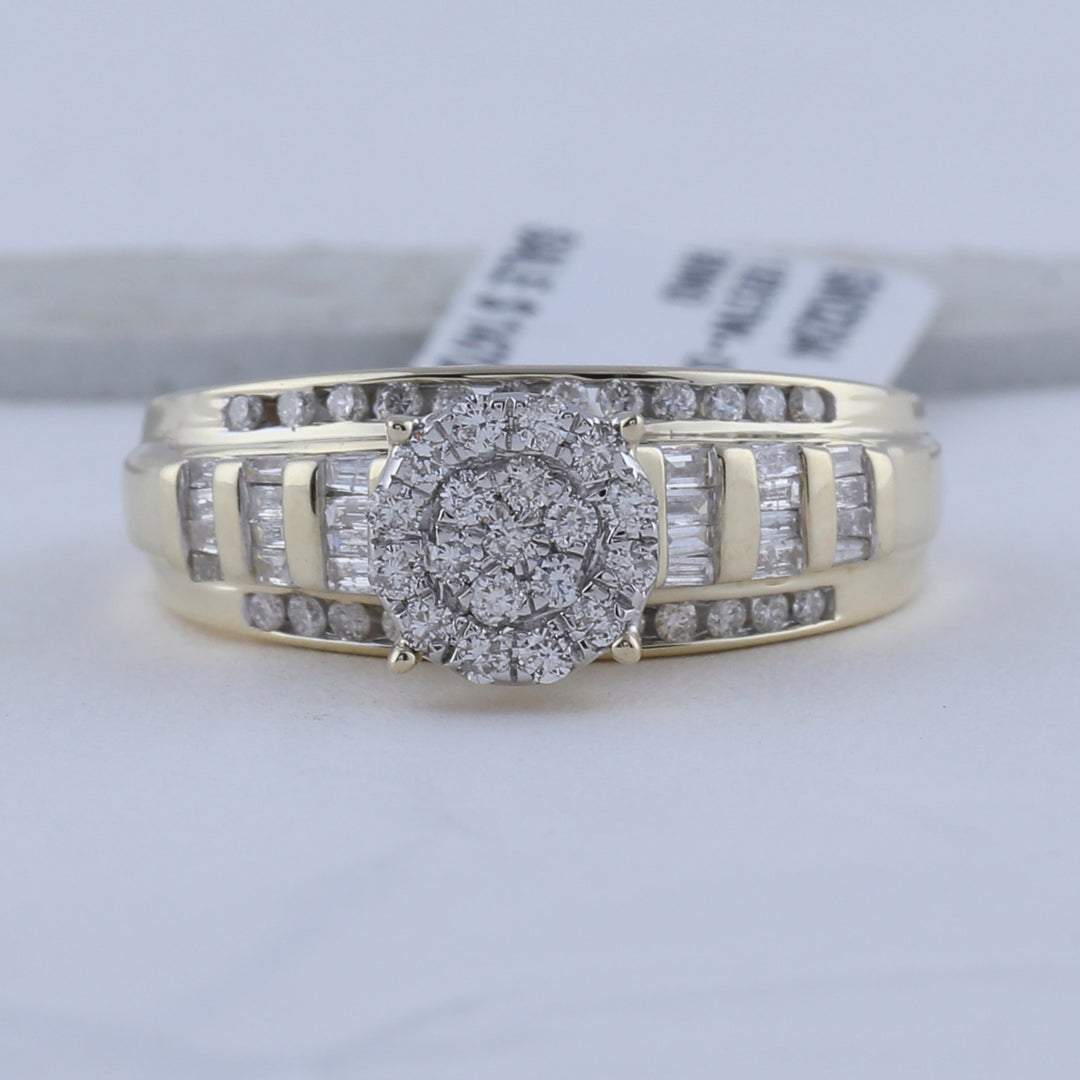 10kt Yellow Gold Womens Round Diamond Cluster Bridal Wedding Engagement Ring 1/2 Cttw 7 Daisy Joyeria