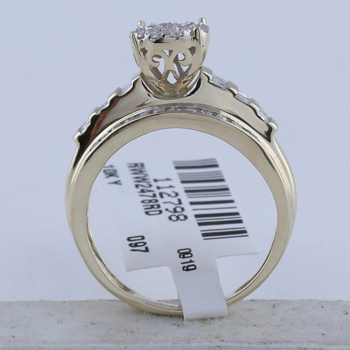 10kt Yellow Gold Womens Round Diamond Cluster Bridal Wedding Engagement Ring 1/2 Cttw 7 Daisy Joyeria
