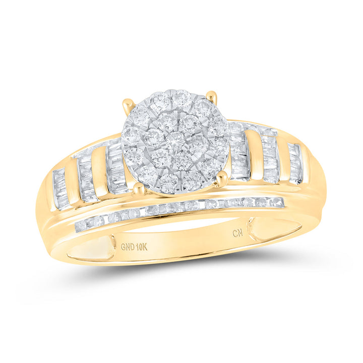 10kt Yellow Gold Womens Round Diamond Cluster Bridal Wedding Engagement Ring 1/2 Cttw 7 Daisy Joyeria