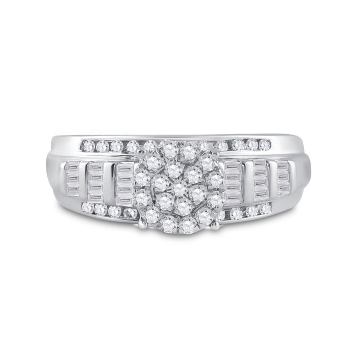 10kt White Gold Womens Round Diamond Cluster Bridal Wedding Engagement Ring 1/2 Cttw 7 Daisy Joyeria