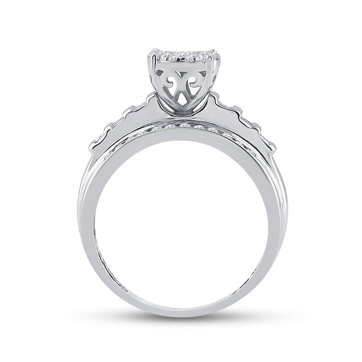 10kt White Gold Womens Round Diamond Cluster Bridal Wedding Engagement Ring 1/2 Cttw 7 Daisy Joyeria