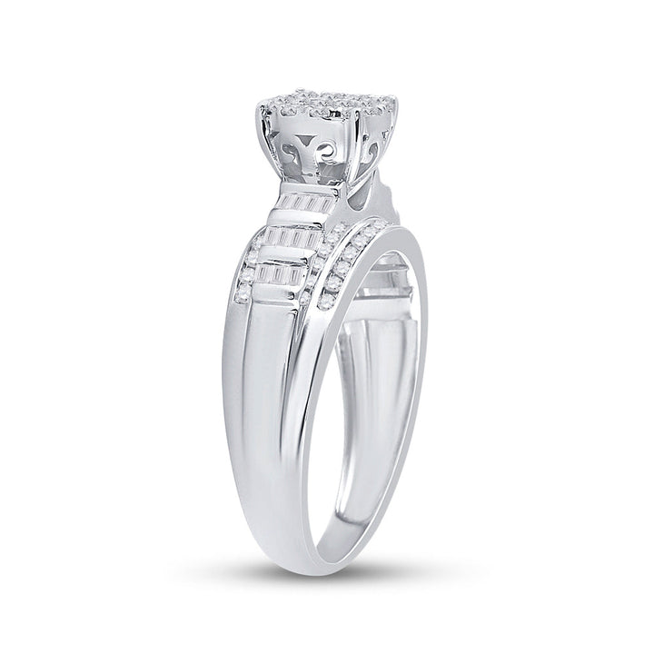 10kt White Gold Womens Round Diamond Cluster Bridal Wedding Engagement Ring 1/2 Cttw 7 Daisy Joyeria