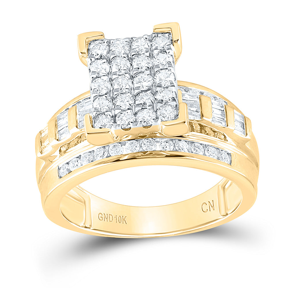 10kt Yellow Gold Womens Round Diamond Cinderella Cluster Bridal Wedding Engagement Ring 1.00 Cttw 7 Daisy Joyeria