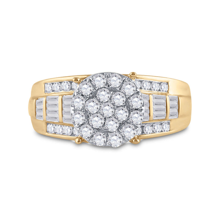 10kt Yellow Gold Womens Round Diamond Cindys Dream Cluster Bridal Wedding Engagement Ring 1.00 Cttw 7 Daisy Joyeria