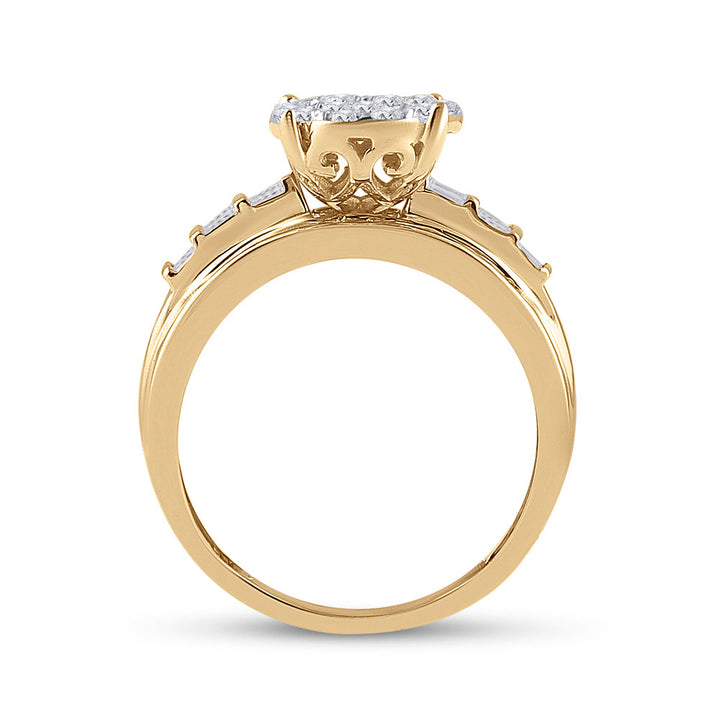 10kt Yellow Gold Womens Round Diamond Cindys Dream Cluster Bridal Wedding Engagement Ring 1.00 Cttw 7 Daisy Joyeria