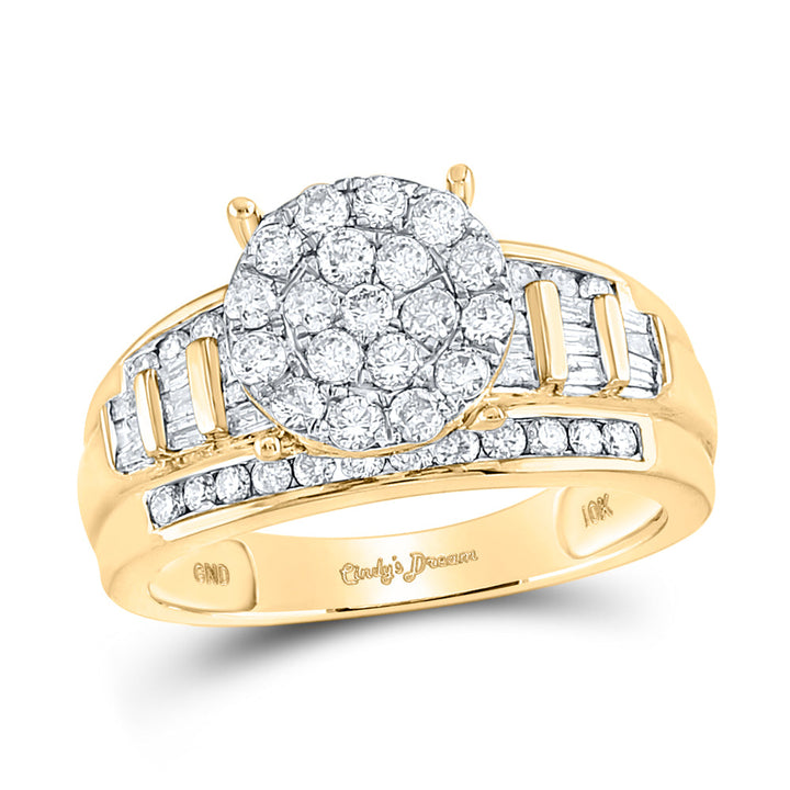 10kt Yellow Gold Womens Round Diamond Cindys Dream Cluster Bridal Wedding Engagement Ring 1.00 Cttw 7 Daisy Joyeria