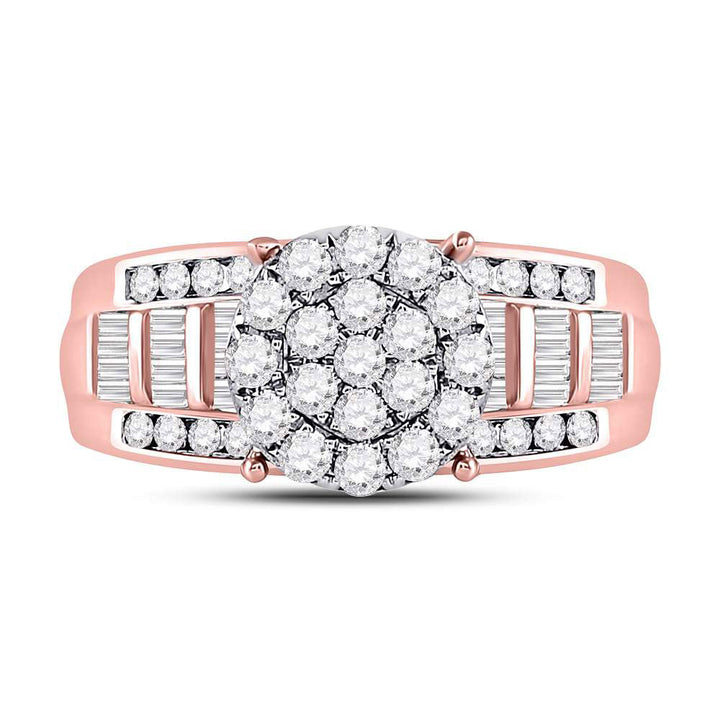 10kt Rose Gold Womens Round Diamond Cluster Bridal Wedding Engagement Ring 1.00 Cttw 7 Daisy Joyeria