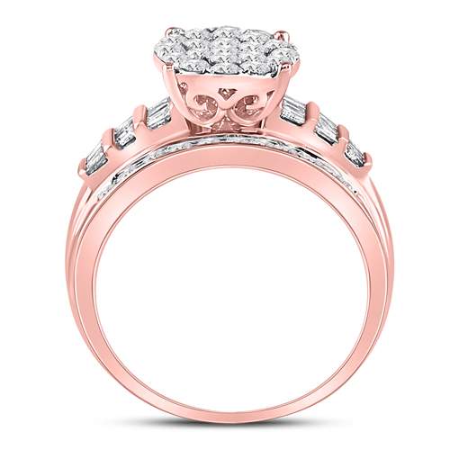 10kt Rose Gold Womens Round Diamond Cluster Bridal Wedding Engagement Ring 1.00 Cttw 7 Daisy Joyeria