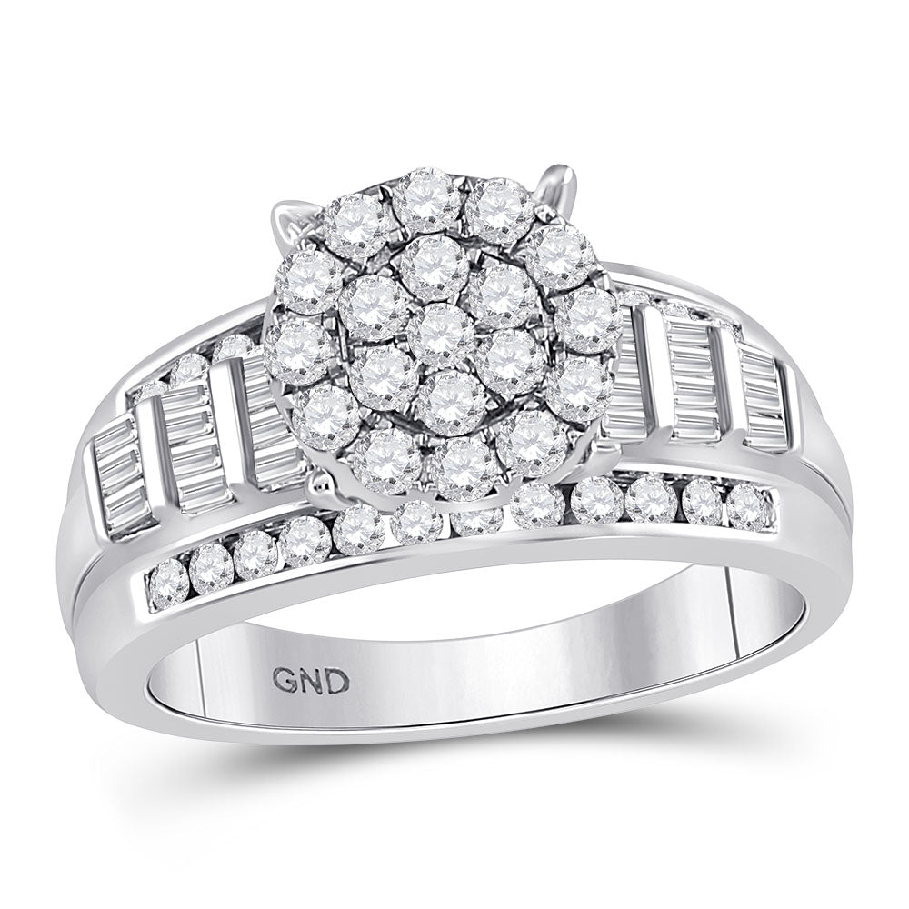 10kt White Gold Womens Round Diamond Cindys Dream Cluster Bridal Wedding Engagement Ring 1.00 Cttw 7 Daisy Joyeria