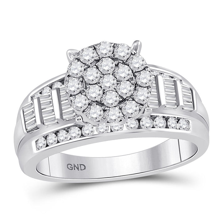 10kt White Gold Womens Round Diamond Cindys Dream Cluster Bridal Wedding Engagement Ring 1.00 Cttw 7 Daisy Joyeria