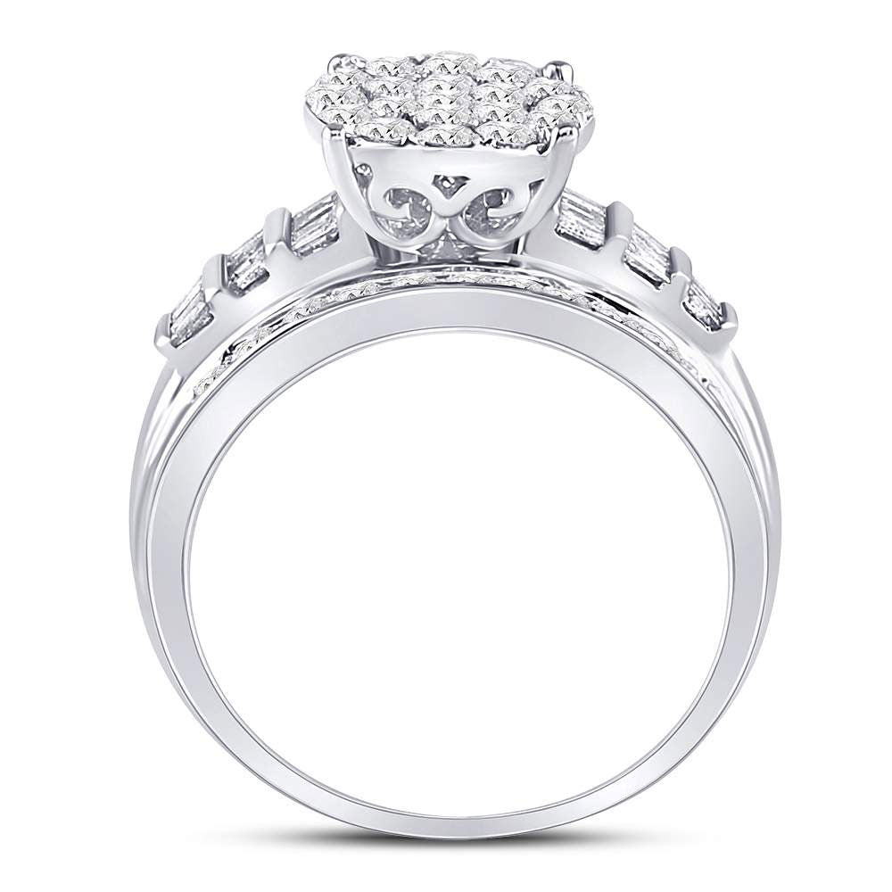 10kt White Gold Womens Round Diamond Cindys Dream Cluster Bridal Wedding Engagement Ring 1.00 Cttw 7 Daisy Joyeria