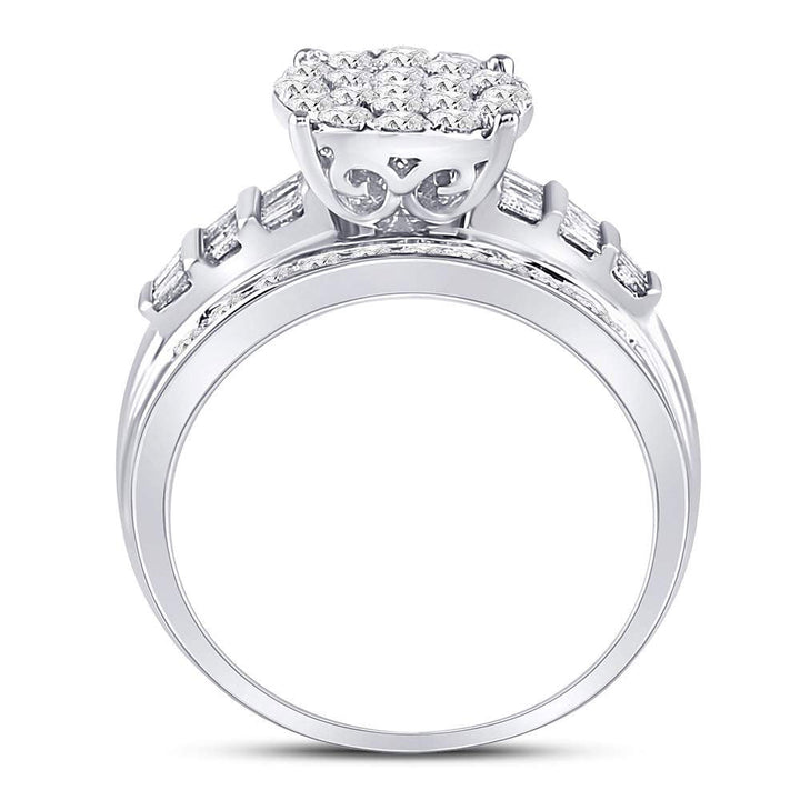 10kt White Gold Womens Round Diamond Cindys Dream Cluster Bridal Wedding Engagement Ring 1.00 Cttw 7 Daisy Joyeria