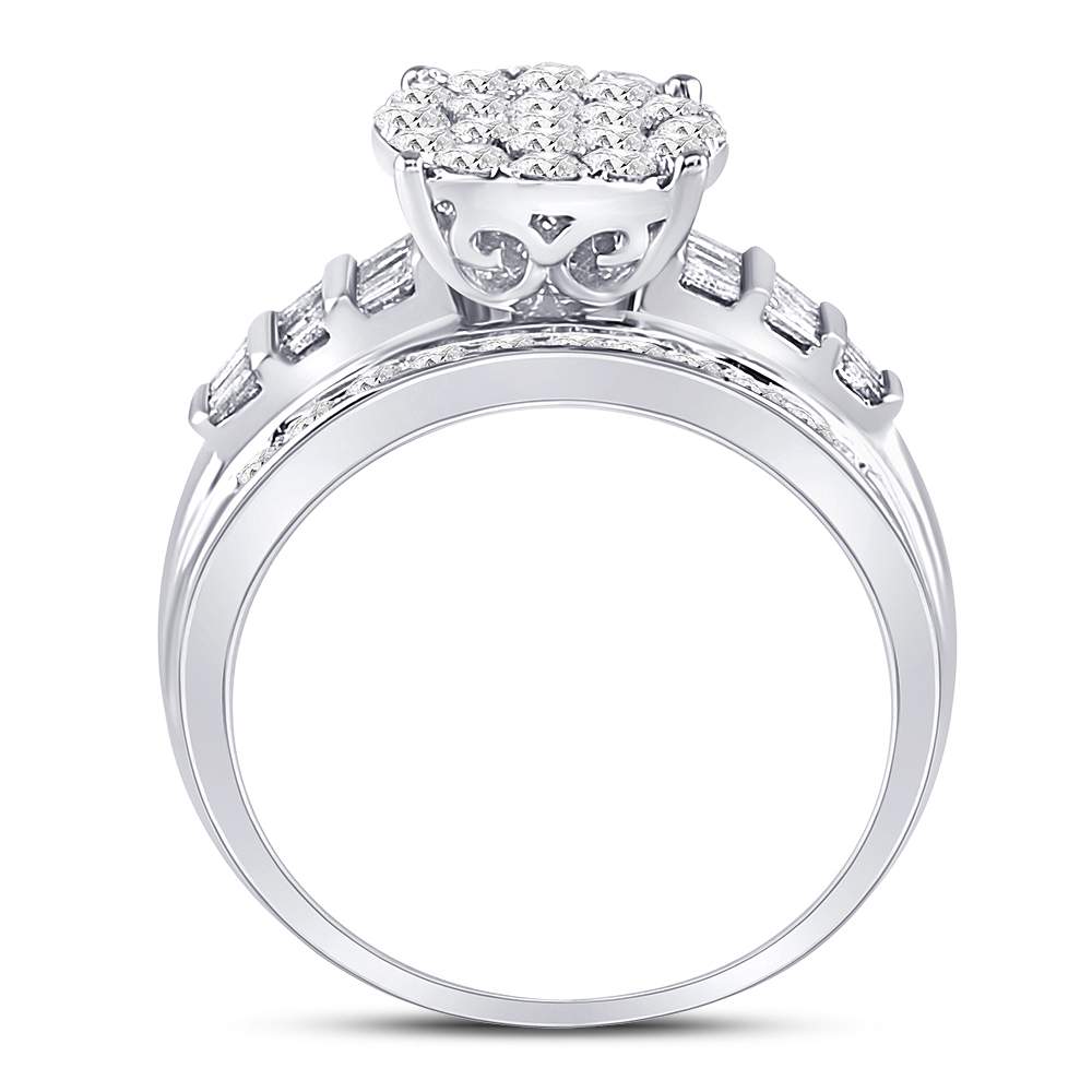 10kt White Gold Womens Round Diamond Cindys Dream Cluster Bridal Wedding Engagement Ring 1.00 Cttw 7 Daisy Joyeria