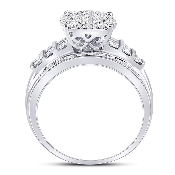 10kt White Gold Womens Round Diamond Cindys Dream Cluster Bridal Wedding Engagement Ring 1.00 Cttw 7 Daisy Joyeria