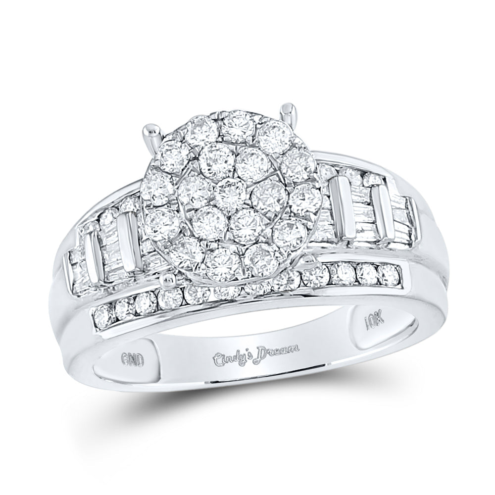 10kt White Gold Womens Round Diamond Cindys Dream Cluster Bridal Wedding Engagement Ring 1.00 Cttw - Size 8 8 Daisy Joyeria