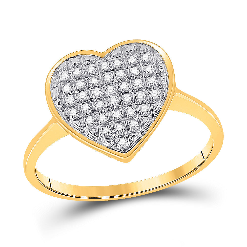 10kt Yellow Gold Womens Round Diamond Heart Ring 1/10 Cttw 7 Daisy Joyeria