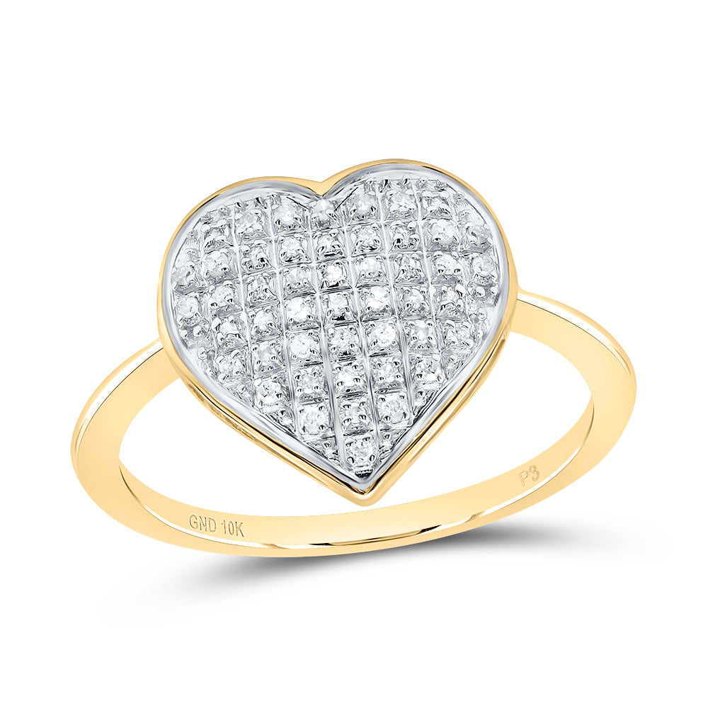 10kt Yellow Gold Womens Round Diamond Heart Ring 1/6 Cttw 7 Daisy Joyeria