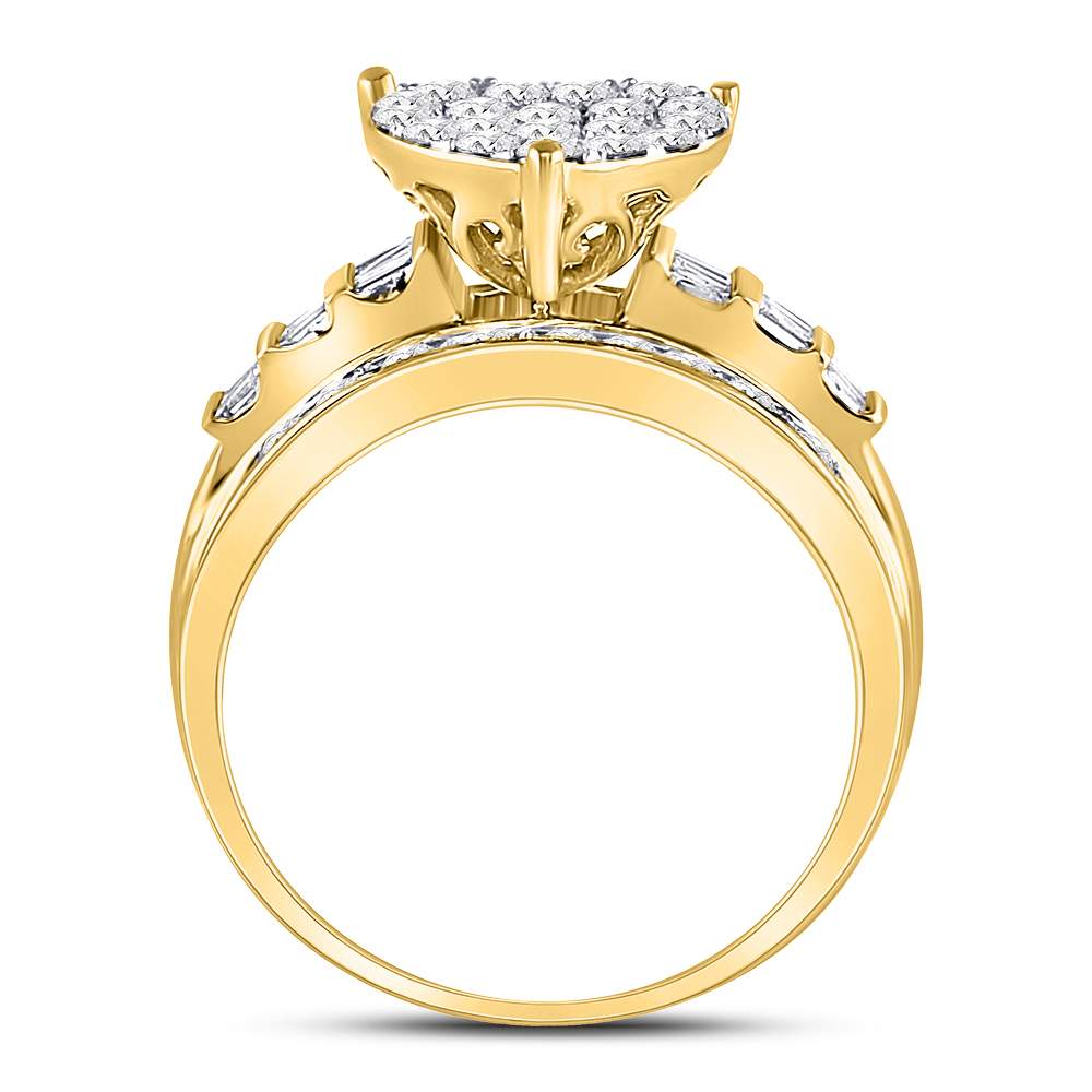 10kt Yellow Gold Womens Round Diamond Heart Cluster Bridal Wedding Engagement Ring 1.00 Cttw 7 Daisy Joyeria