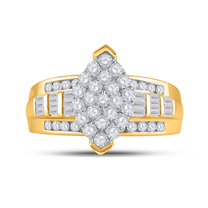 10kt Yellow Gold Womens Round Diamond Oval Cluster Bridal Wedding Engagement Ring 1.00 Cttw 7 Daisy Joyeria