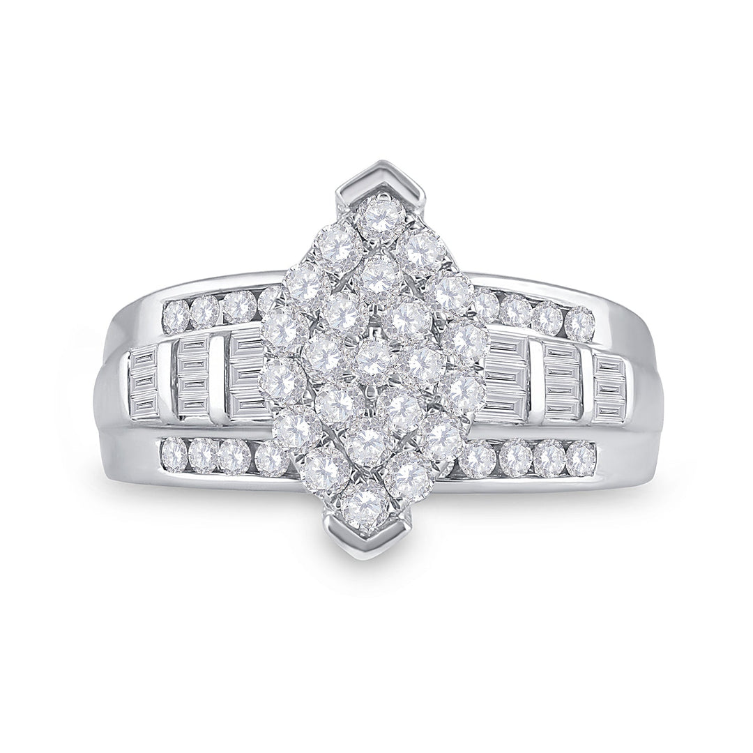 10kt White Gold Womens Round Diamond Oval Cluster Bridal Wedding Engagement Ring 1.00 Cttw 7 Daisy Joyeria