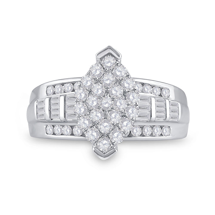 10kt White Gold Womens Round Diamond Oval Cluster Bridal Wedding Engagement Ring 1.00 Cttw 7 Daisy Joyeria
