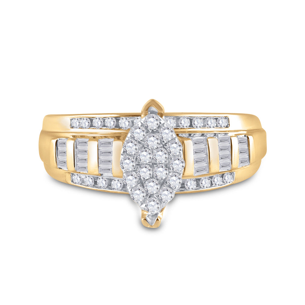 10kt Yellow Gold Womens Round Diamond Oval Cluster Bridal Wedding Engagement Ring 1/2 Cttw 7 Daisy Joyeria