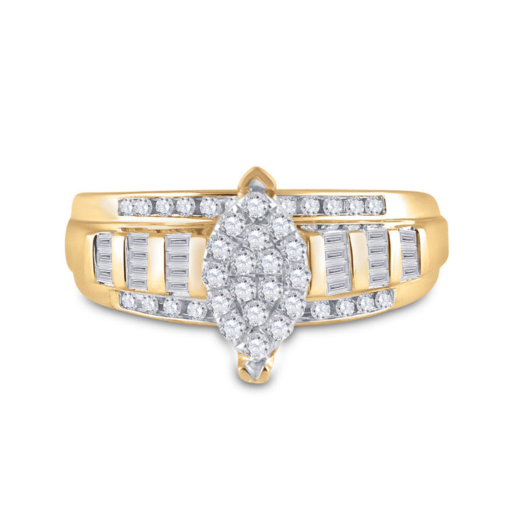 10kt Yellow Gold Womens Round Diamond Oval Cluster Bridal Wedding Engagement Ring 1/2 Cttw 7 Daisy Joyeria