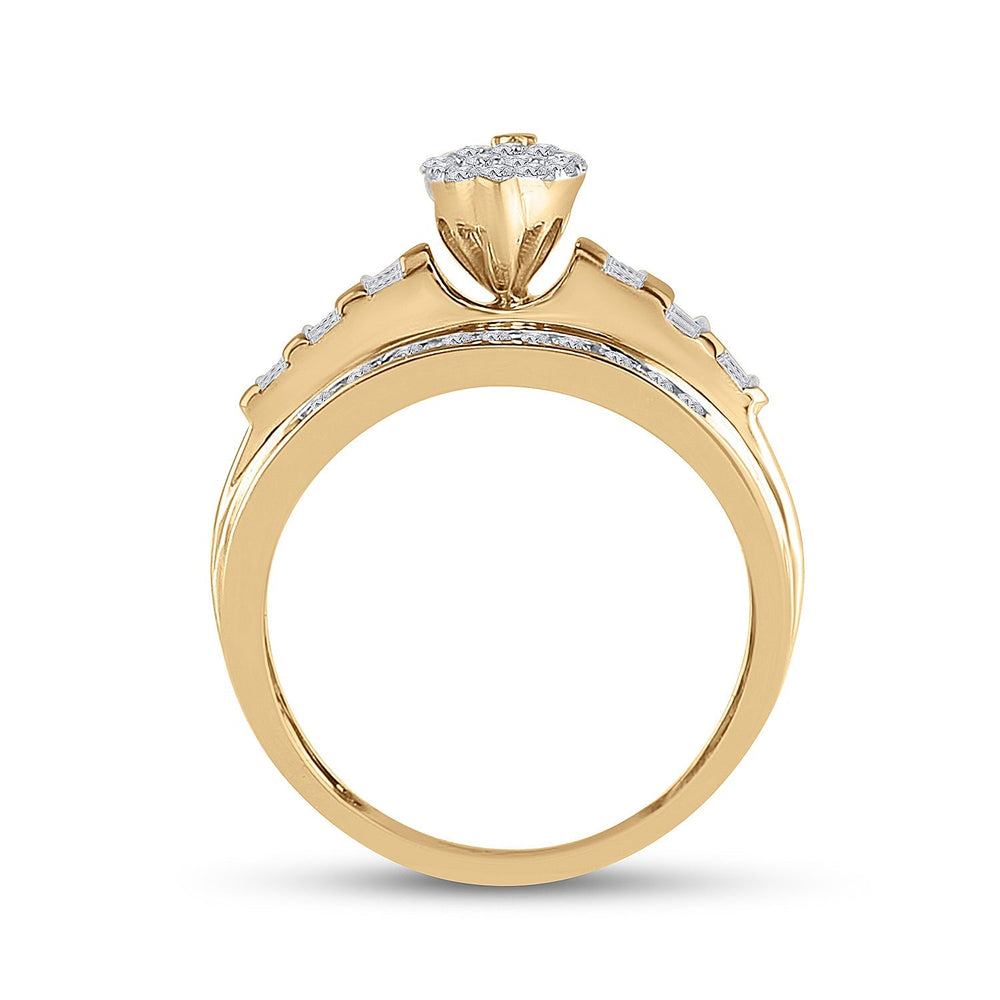 10kt Yellow Gold Womens Round Diamond Oval Cluster Bridal Wedding Engagement Ring 1/2 Cttw 7 Daisy Joyeria