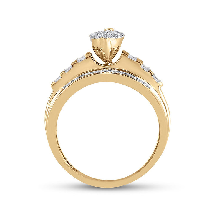 10kt Yellow Gold Womens Round Diamond Oval Cluster Bridal Wedding Engagement Ring 1/2 Cttw 7 Daisy Joyeria