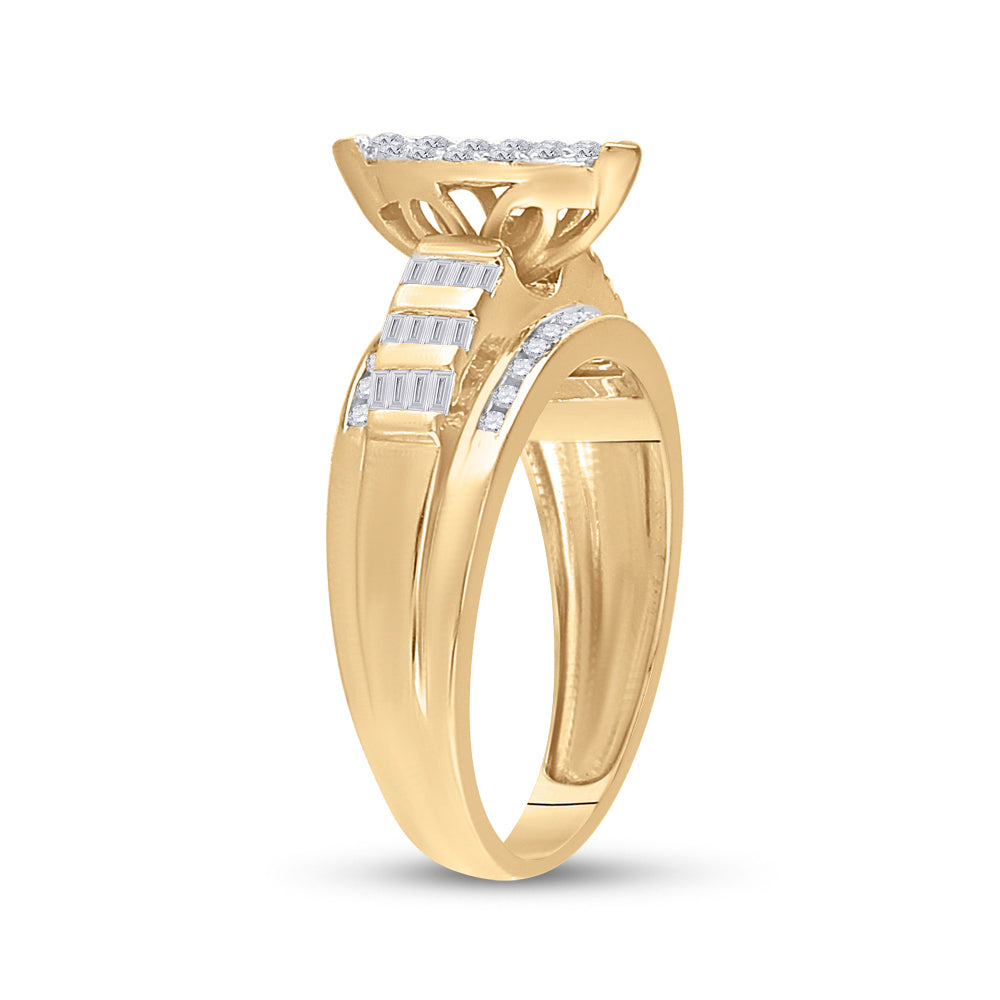 10kt Yellow Gold Womens Round Diamond Oval Cluster Bridal Wedding Engagement Ring 1/2 Cttw 7 Daisy Joyeria